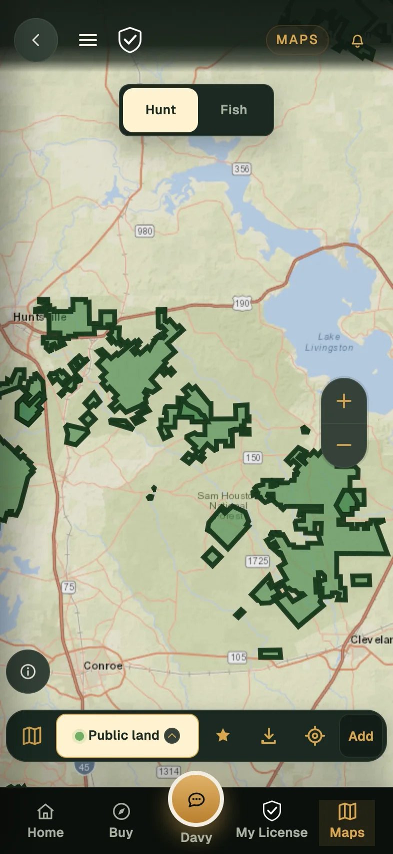Crockett map with public land boundaries